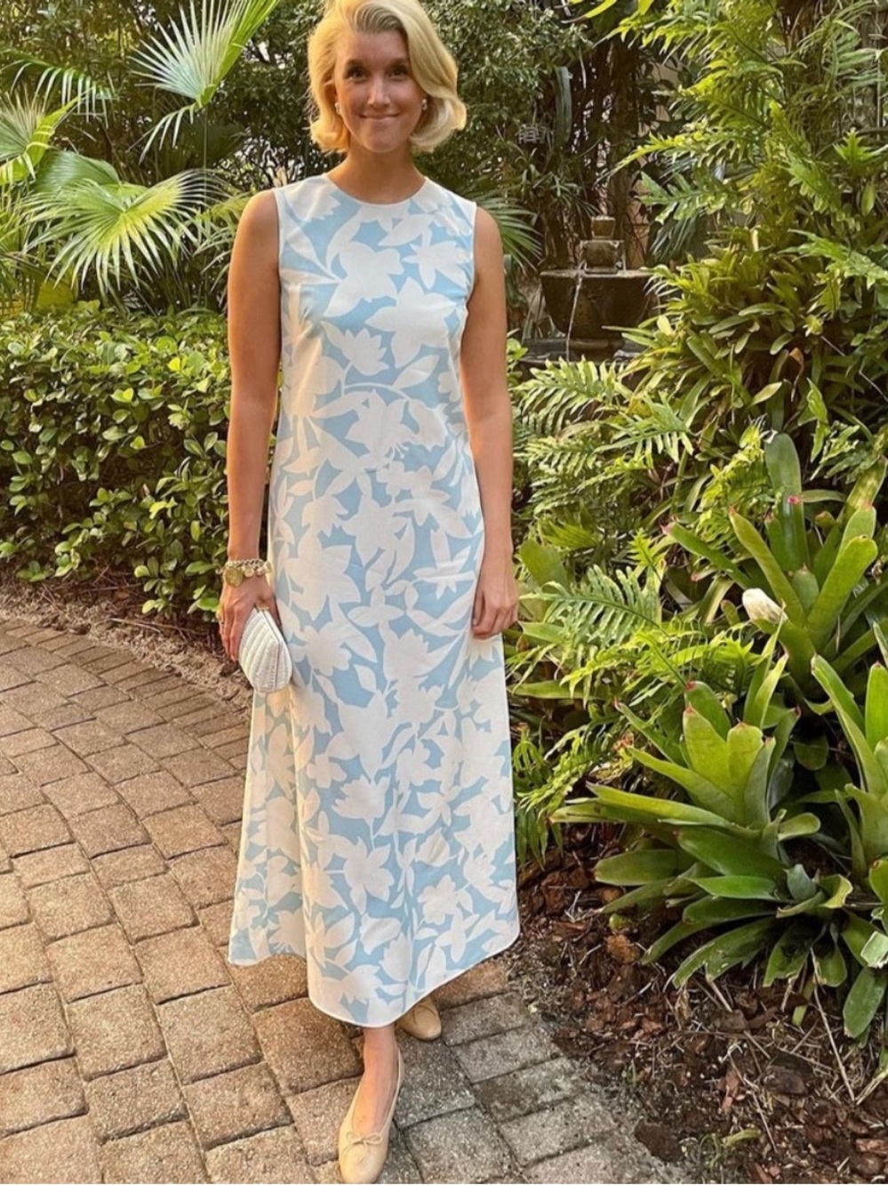 NWT Molly Moorkamp Dress Lorena Maxi in Infanta Blue White Floral